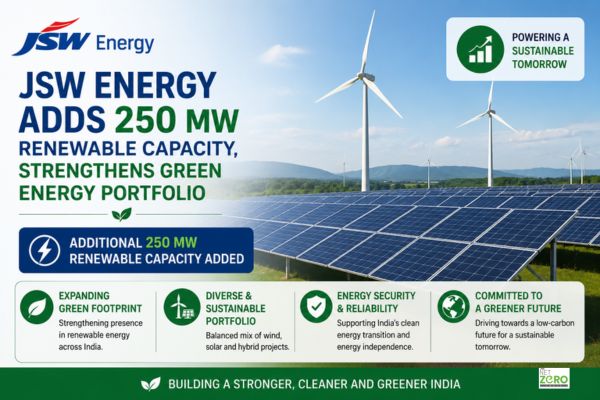 JSW Energy Adds 250 MW Renewable Capacity, Strengthens Green Energy Portfolio