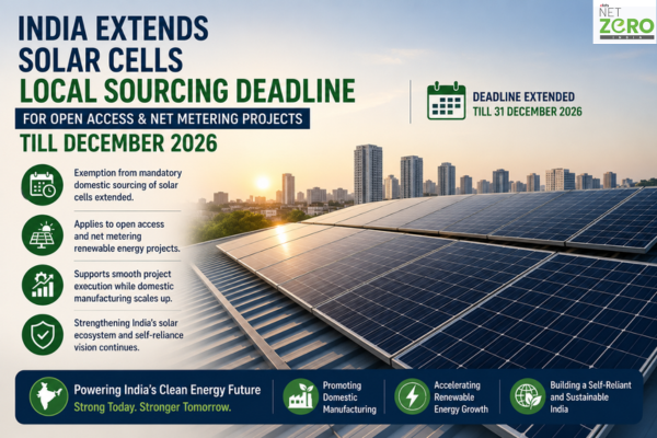 India Extends Local Solar Cell Sourcing Deadline for Open Access and Net Metering Projects