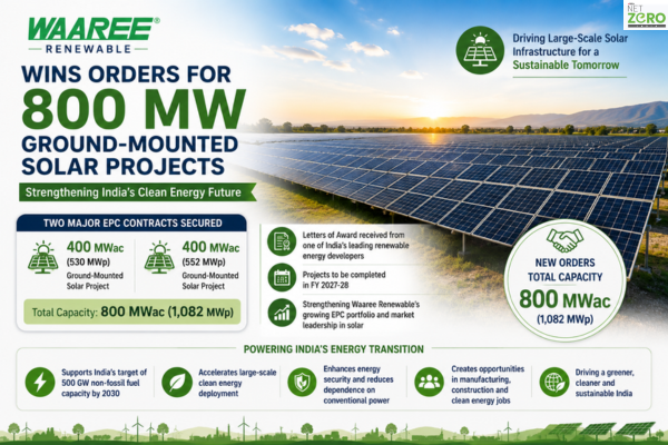 Waaree Renewable Secures Orders for 800 MW Ground-Mounted Solar Projects