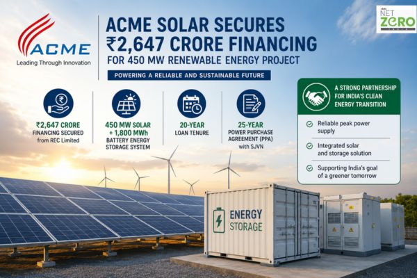 ACME Solar Secures ₹2,647 Crore Financing for 450 MW Renewable Energy Project